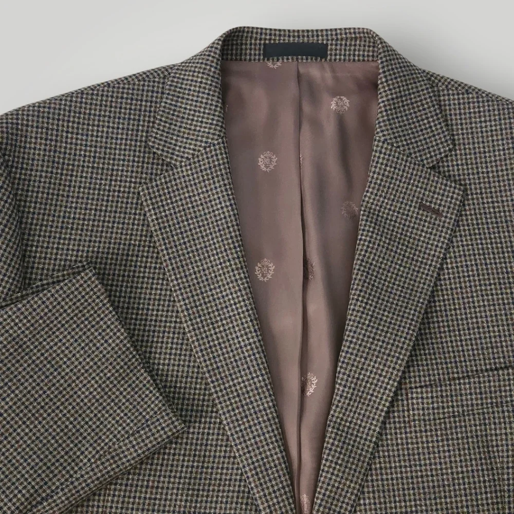 Lauren Ralph Lauren 46R Brown Houndstooth Sport Coat‎ Blazer Jacket Mens